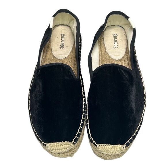 Soludos - Women’s Espadrilles, ‘The Smoking Slipper’ Velvet, Flat - Black Size 8 - Picture 2 of 16